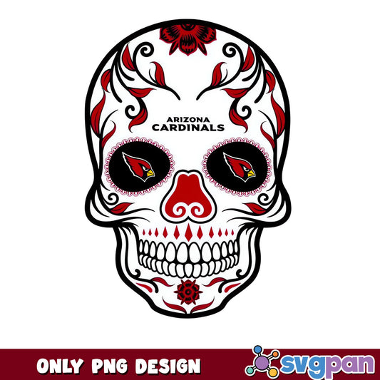 Arizona Cardinals Sugar Skull PNG, NFL Football PNG, Day Of The Dead PNG