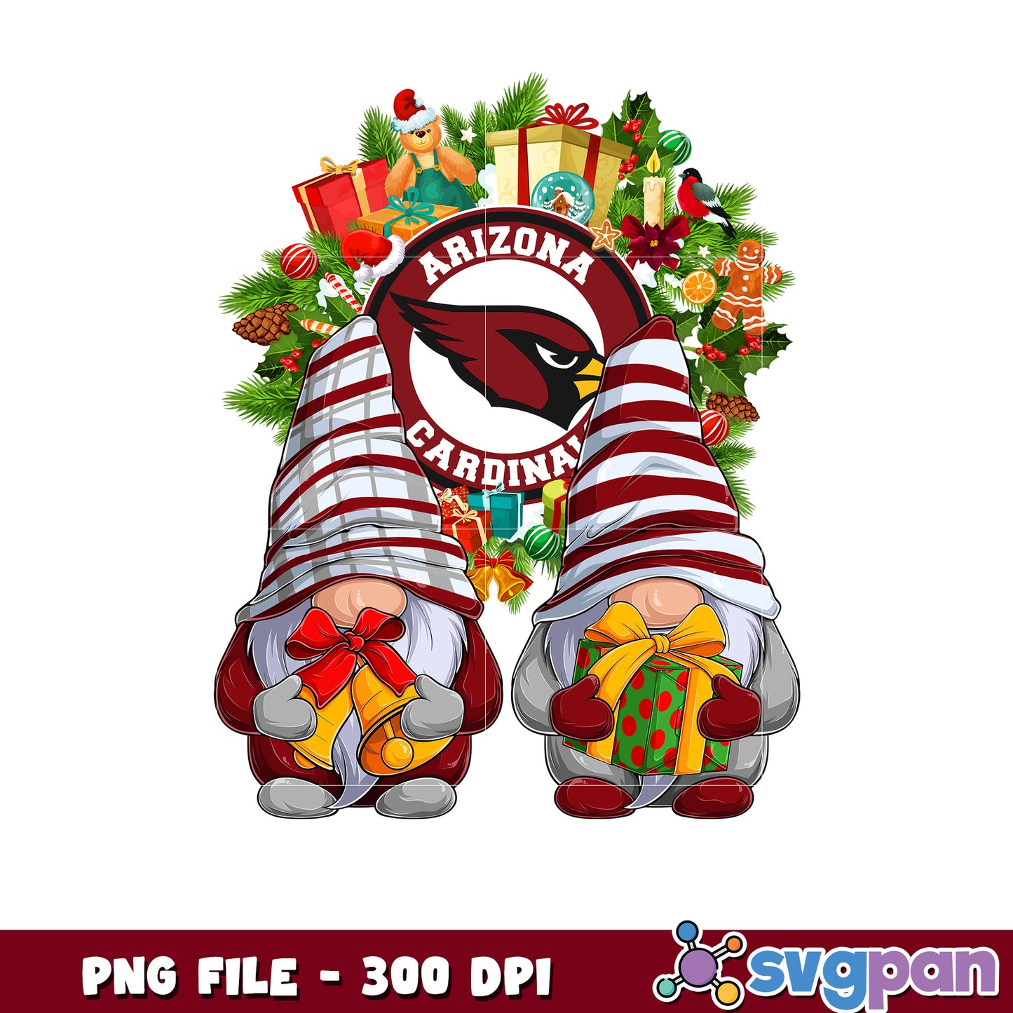 Arizona cardinals christmas png, list of nfl teams png, chrismas gnome​ png