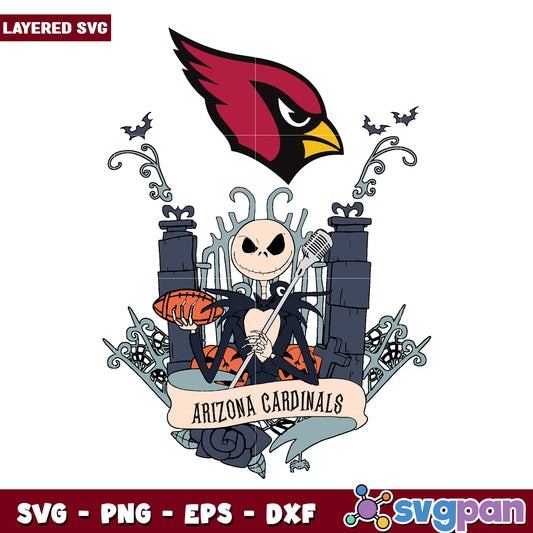 Arizona cardinals jack halloween svg, nfl halloween design svg, spooky cardinals svg