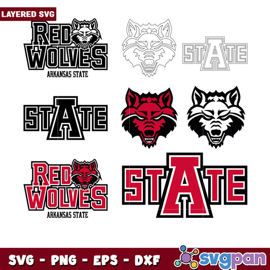 Arkansas State Red Wolves SVG Bundle Designs Set