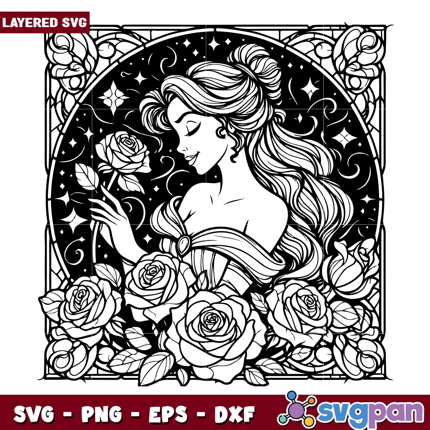 Art Nouveau Rose Woman SVG