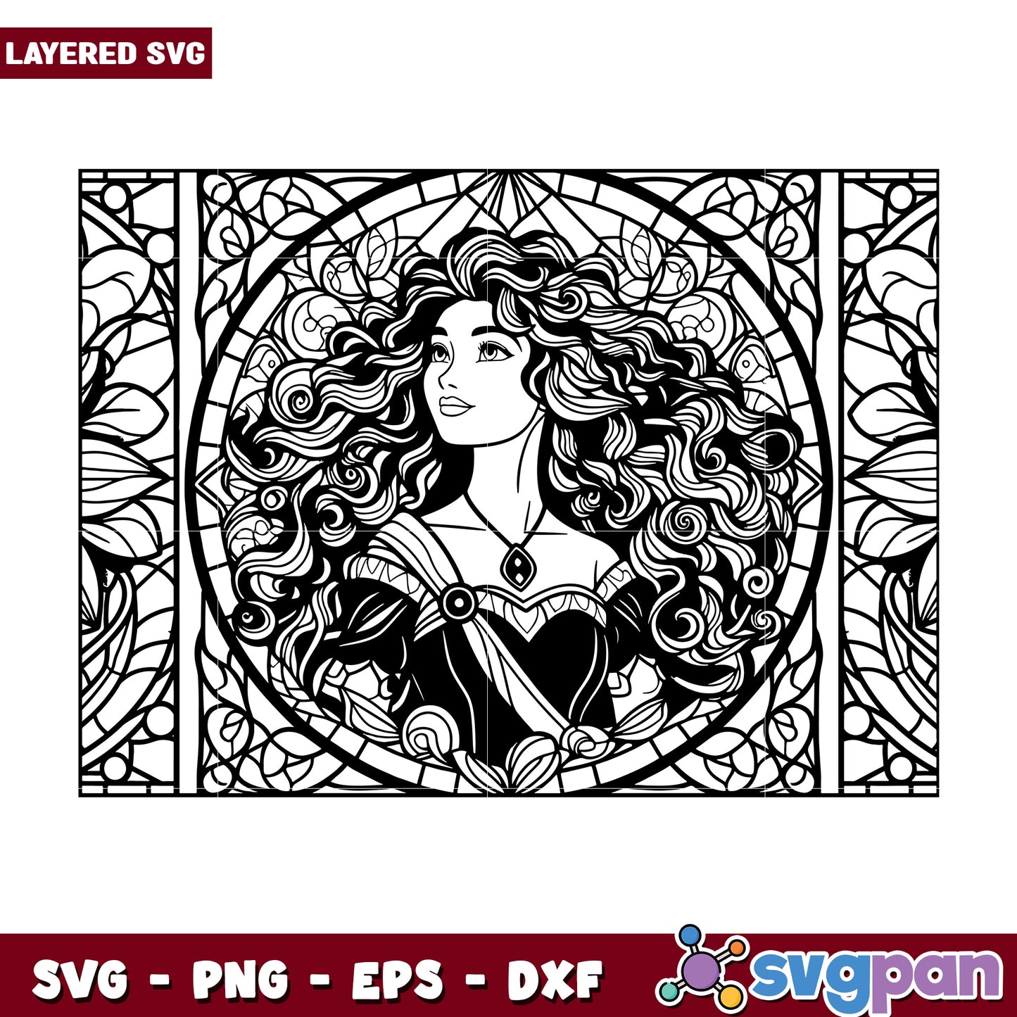 Art Nouveau Woman SVG Coloring Page