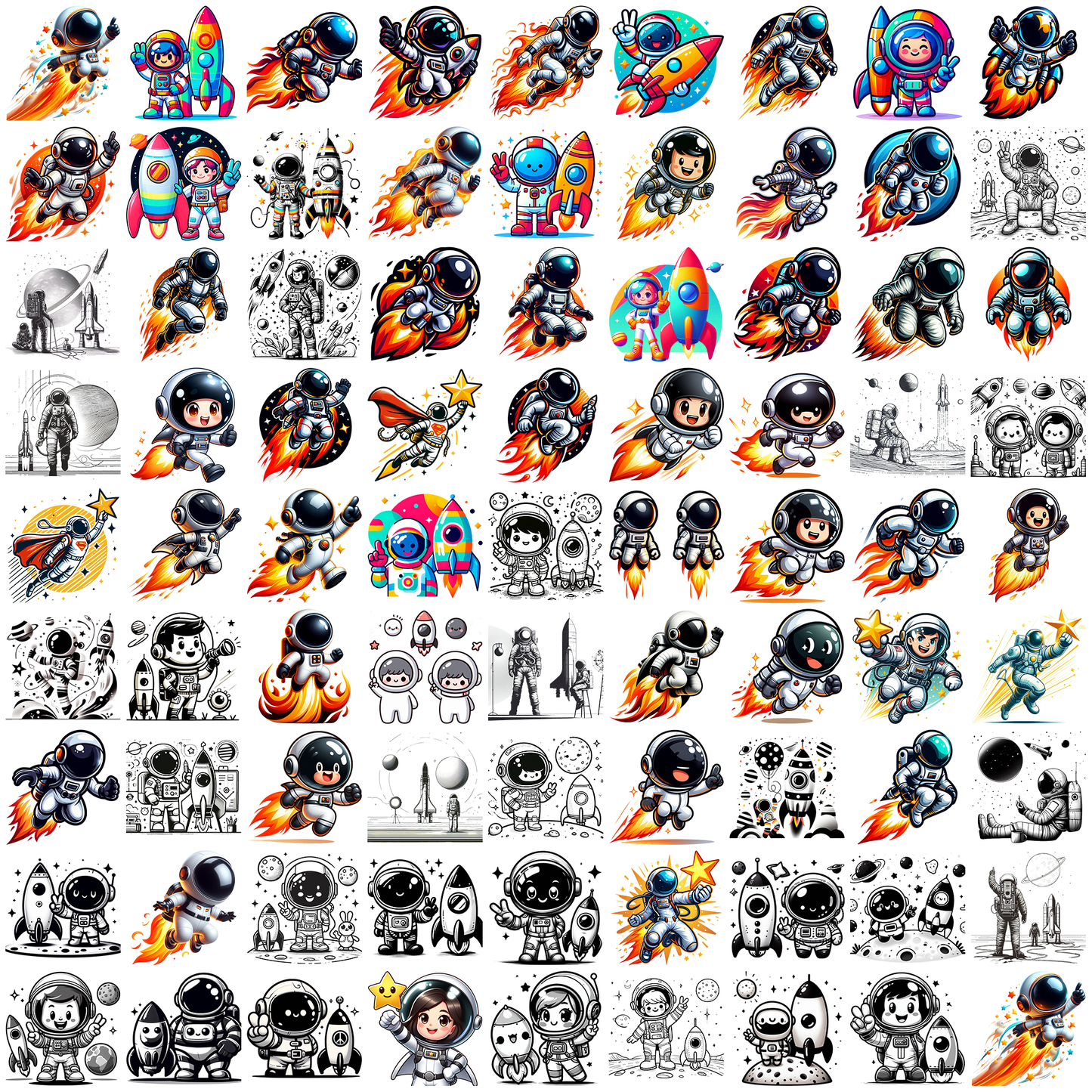Astronaut png bundle, space png, astronaut costume png