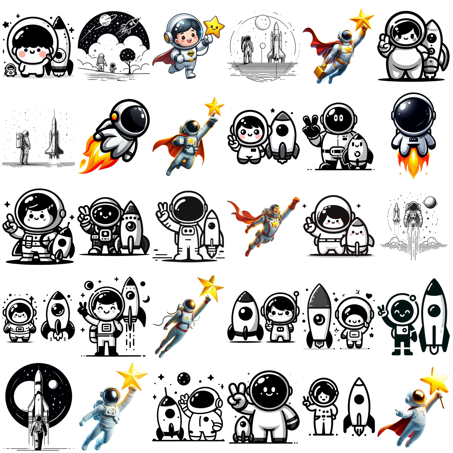 Astronaut png bundle, space png, astronaut costume png