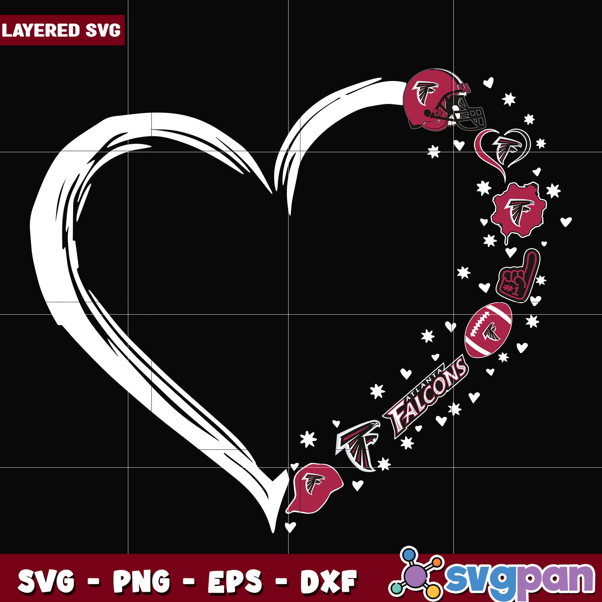 Atlanta Falcons heart logo svg, nfl svg, national football league svg