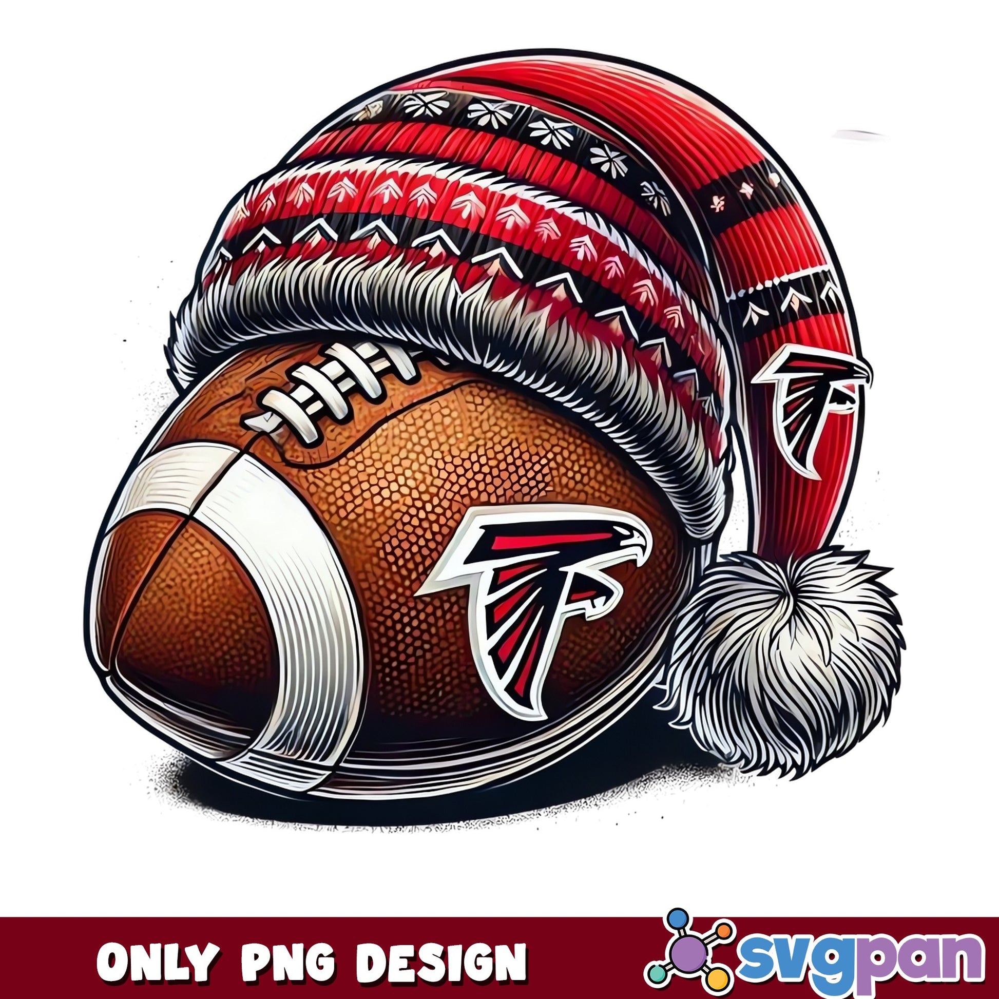 Atlanta Falcons Christmas Football PNG, NFL Christmas PNG, Santa Hat PNG
