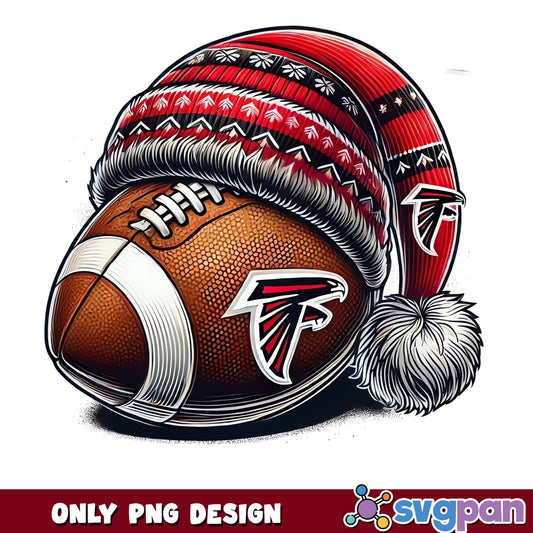 Atlanta Falcons Christmas Football PNG, NFL Christmas PNG, Santa Hat PNG