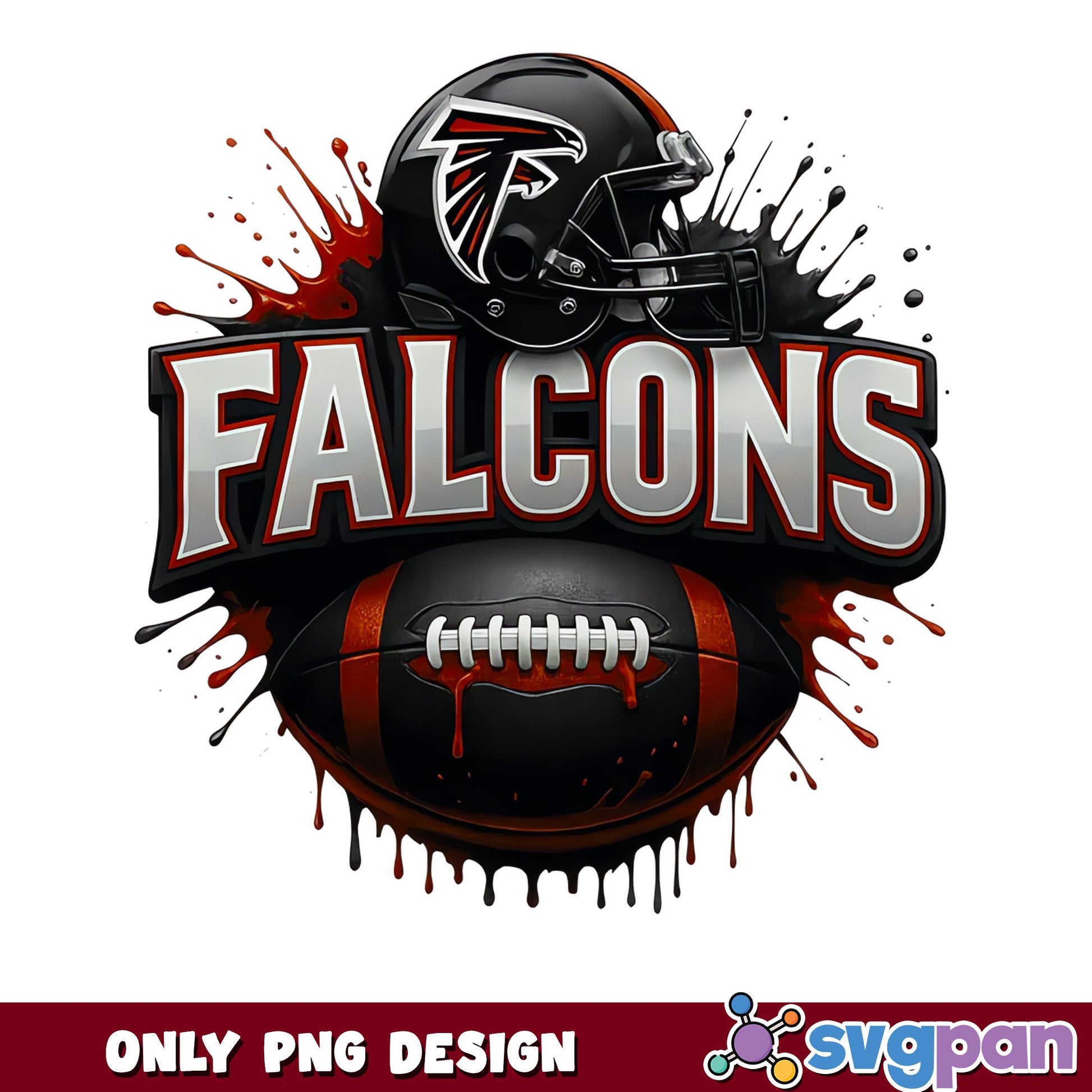 Atlanta Falcons PNG, Falcons Football Drip Design, NFL PNG