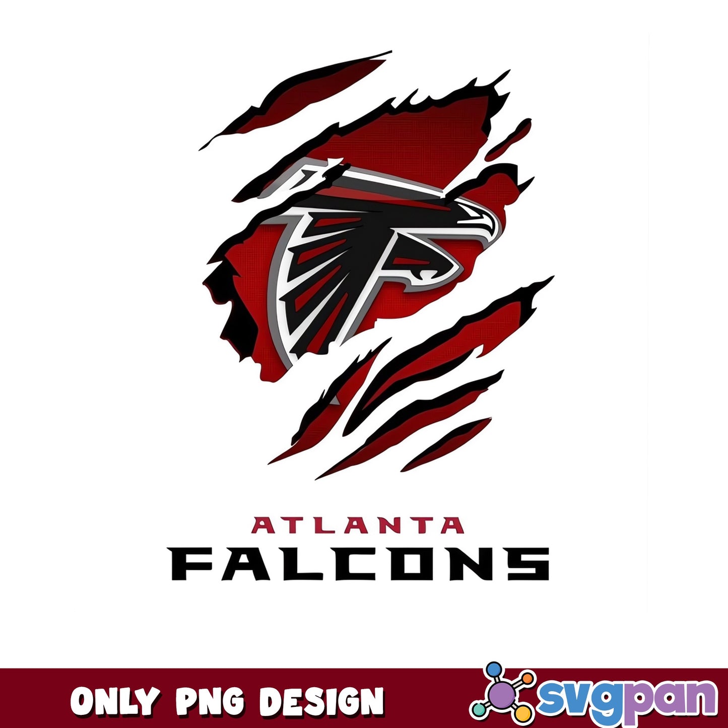 Atlanta Falcons Ripped PNG, NFL Football Team PNG, Falcons PNG