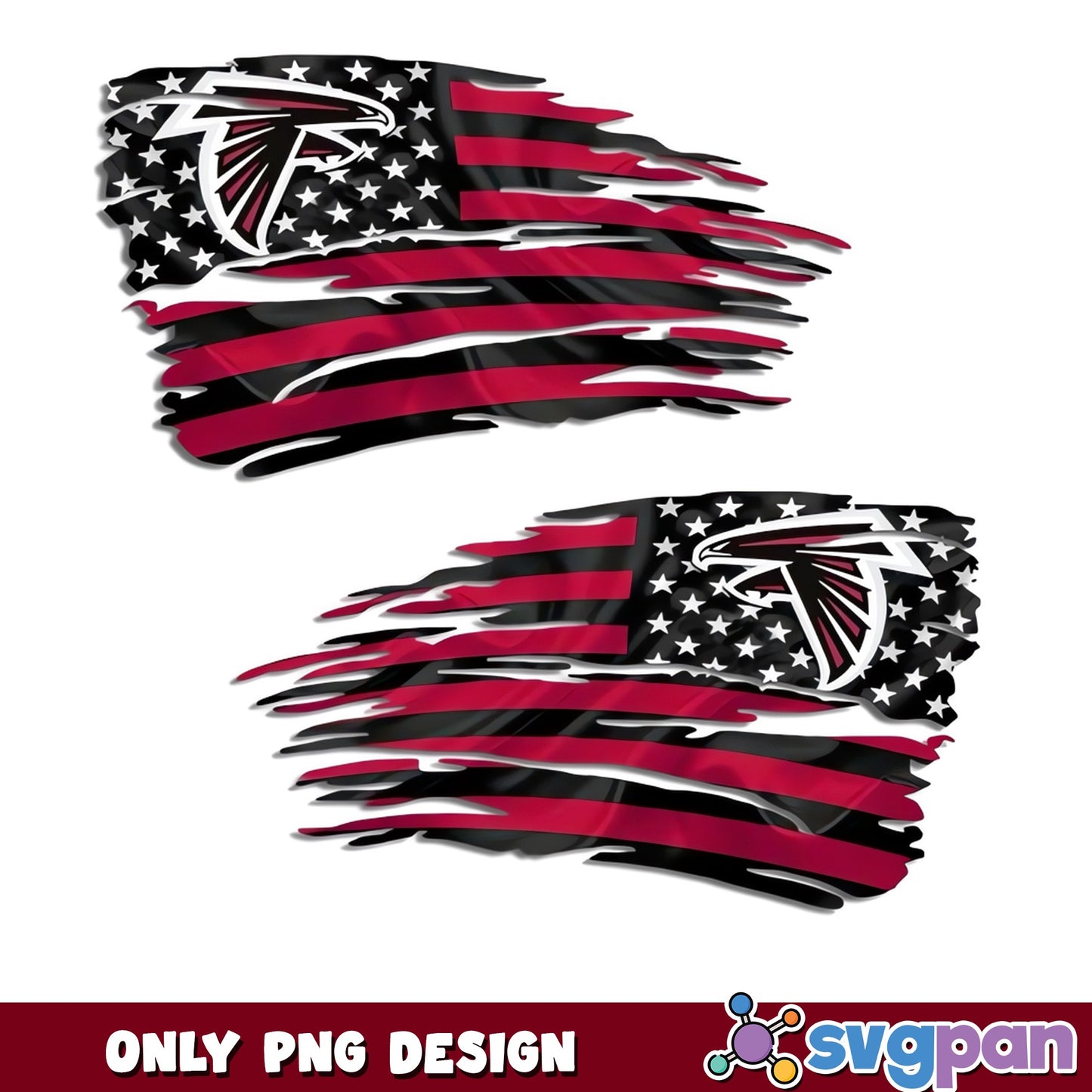 Atlanta Falcons Tattered Flag PNG, NFL American Flag PNG, 4th Of July PNG