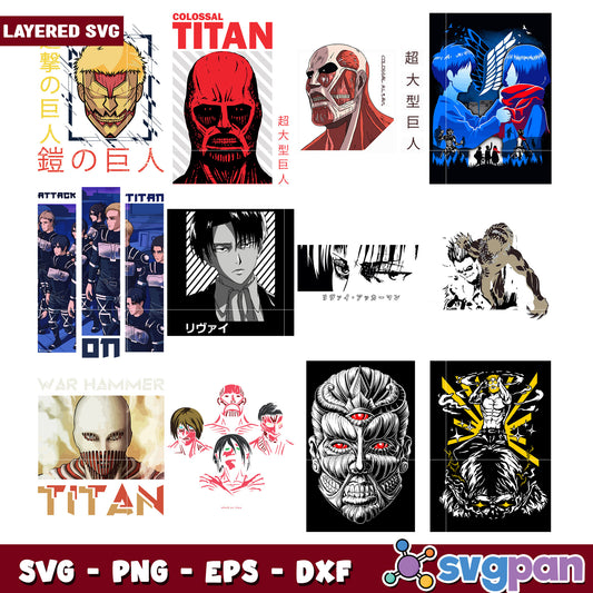 Attack on Titan SVG Bundle Layered Designs
