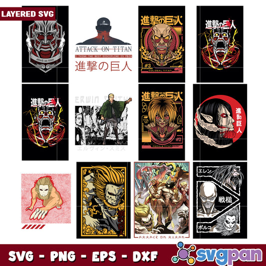 Attack on Titan SVG Bundle Layered Designs Pack