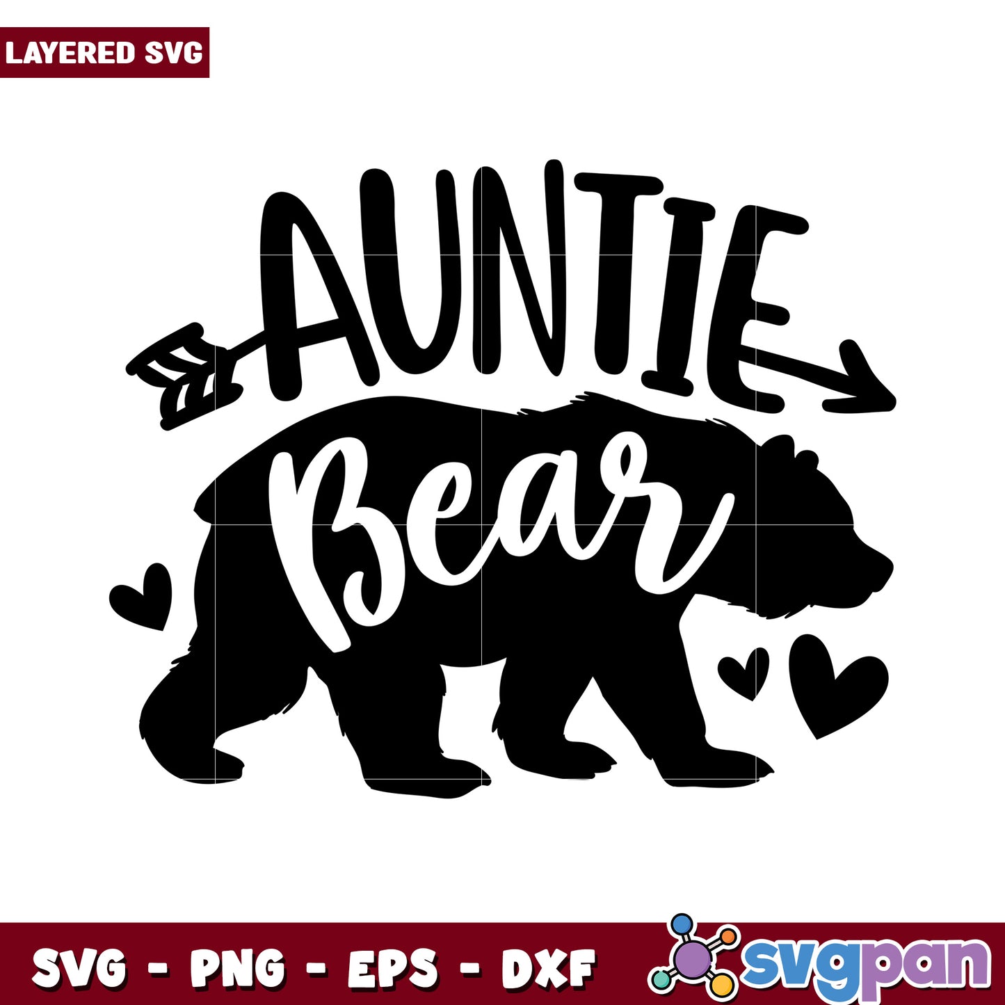 Auntie Bear SVG Design, perfect for crafting and gift ideas