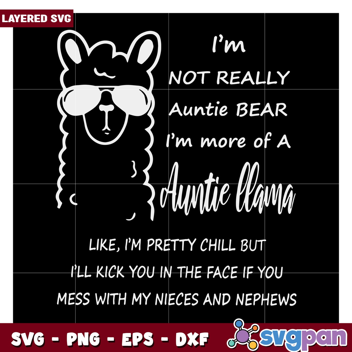 Auntie Llama SVG Design, Perfect for Fun Crafts and Gifts