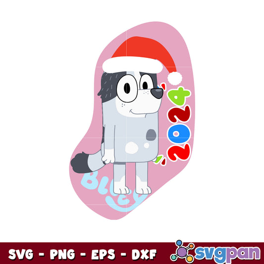 Aunt trixie bluey dog 2024 svg, bluey christmas hat svg