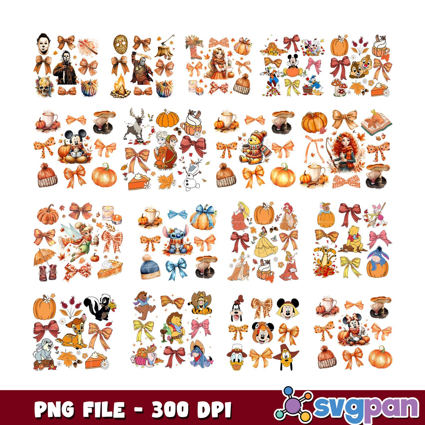 Autumn PNG Bundle 300 DPI Fall Characters