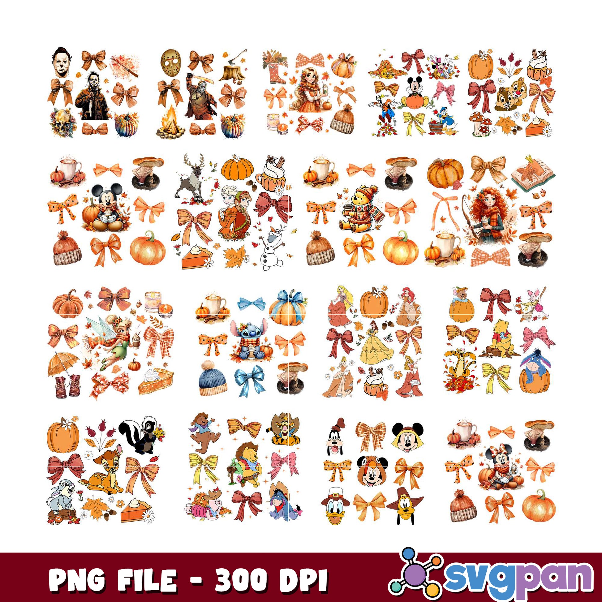 Autumn PNG Bundle 300 DPI Fall Characters