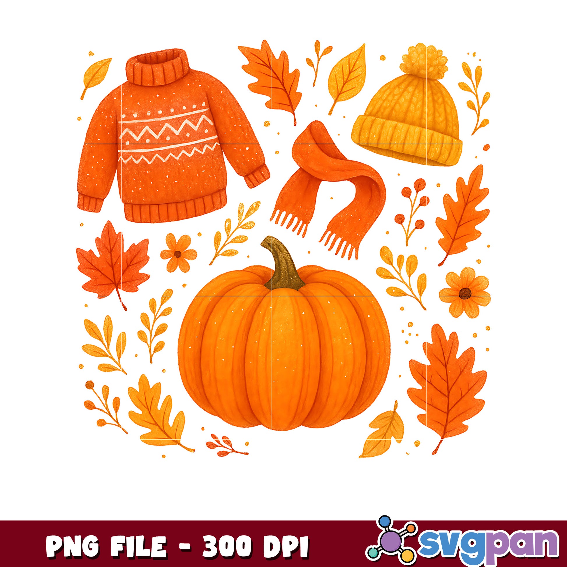 Autumn clothes and pumkin png, halloween ghost png, trick or treat png