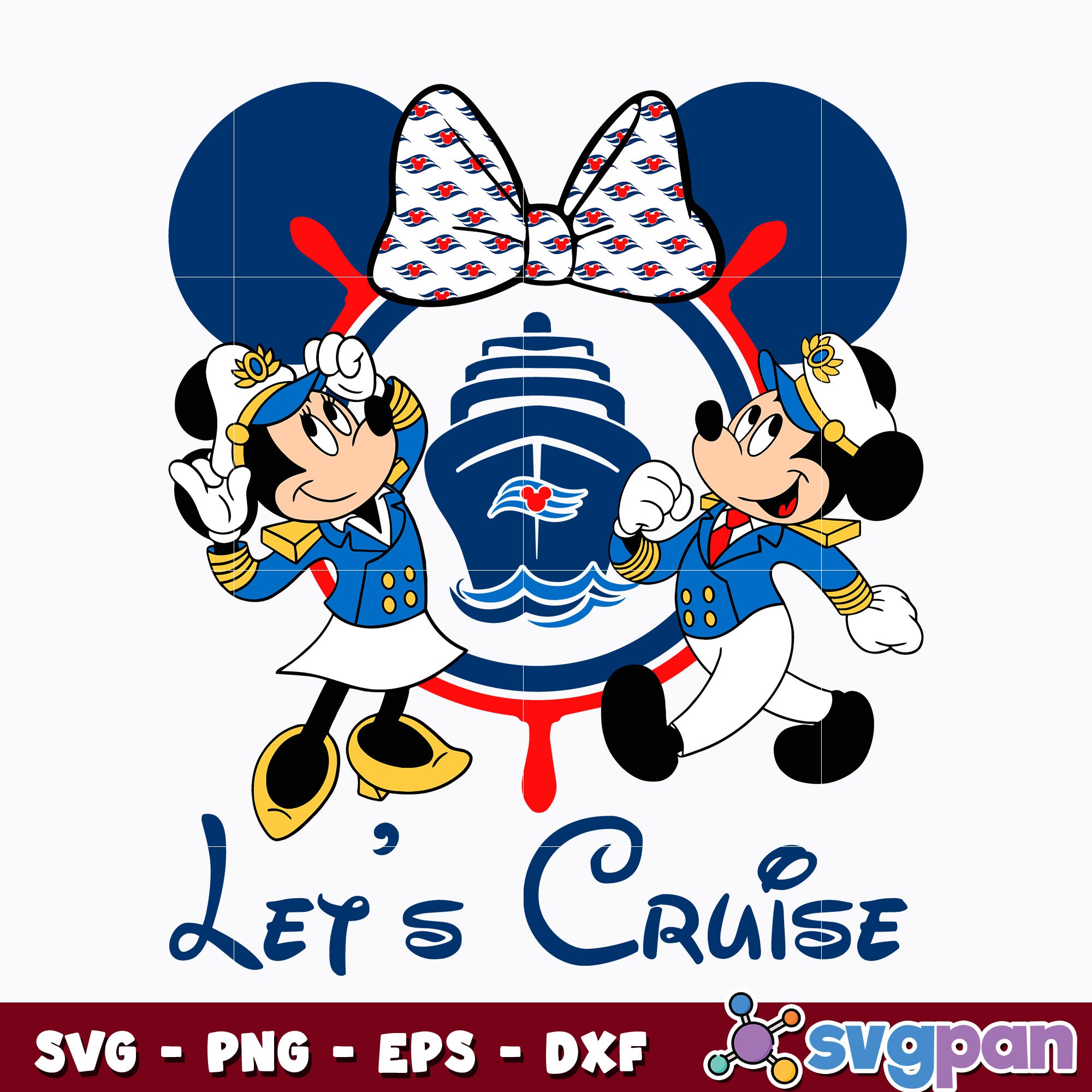 Minnie head let's cruise disney svg – svgpan