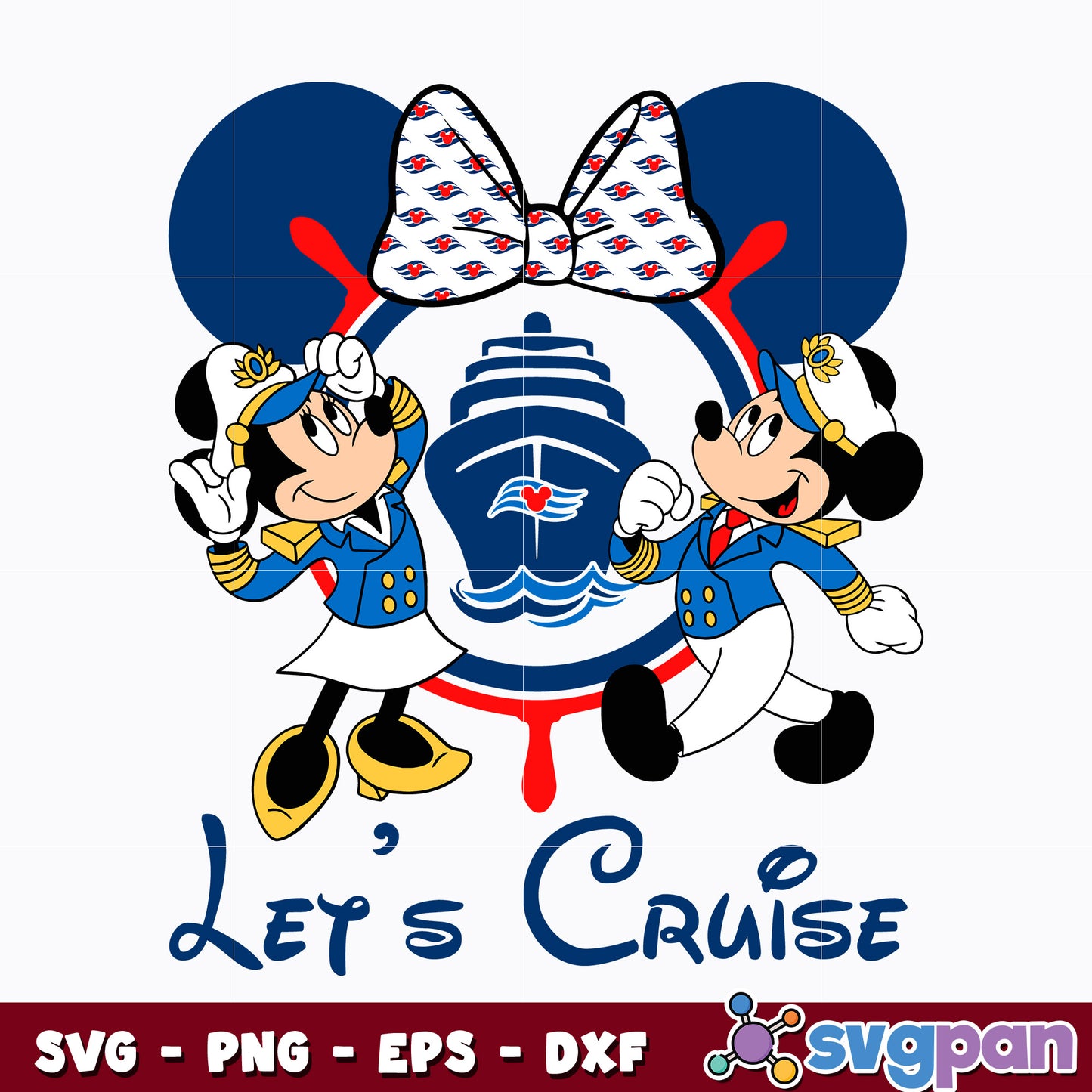 Minnie head let's cruise disney svg