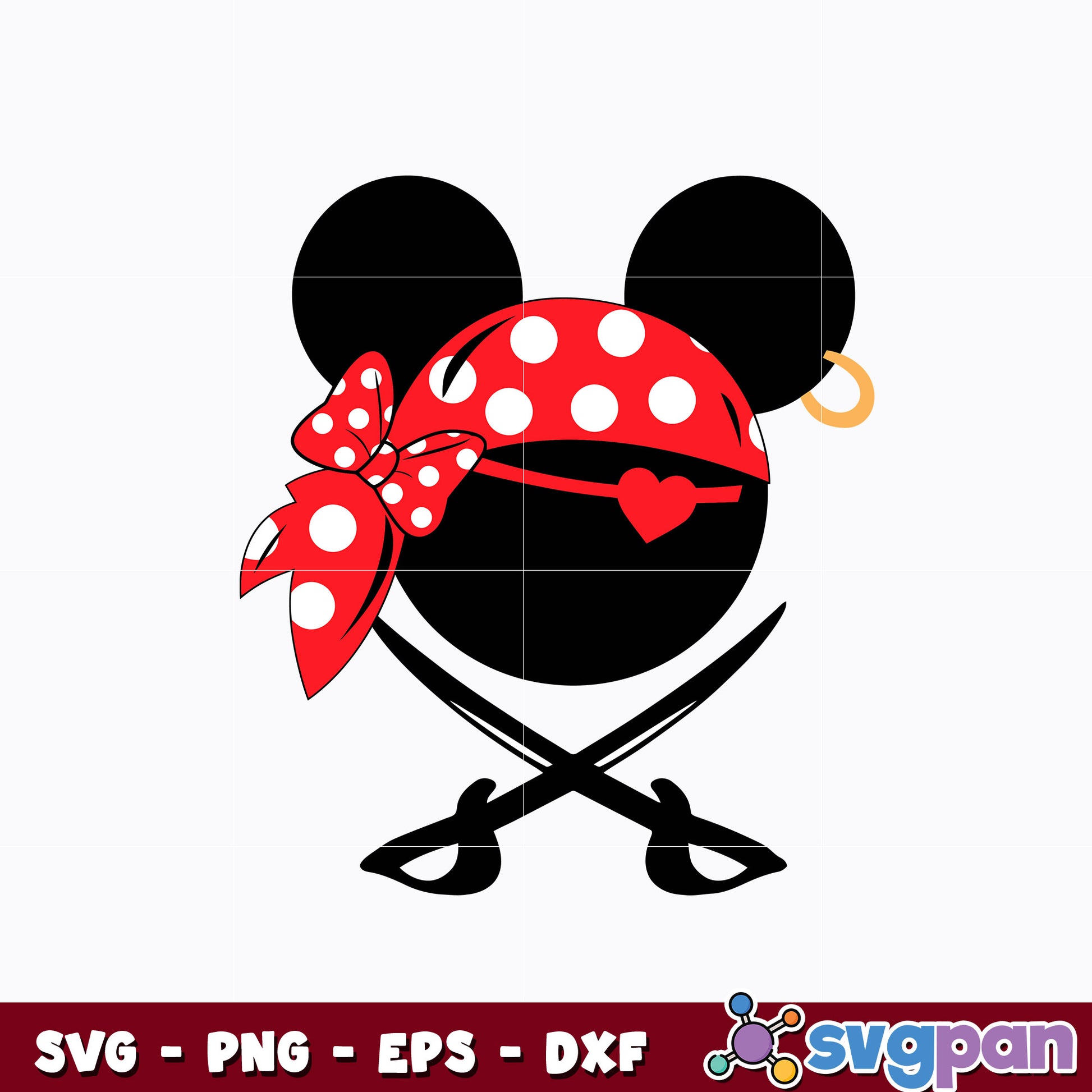 Minnie mouse black pirate disney svg