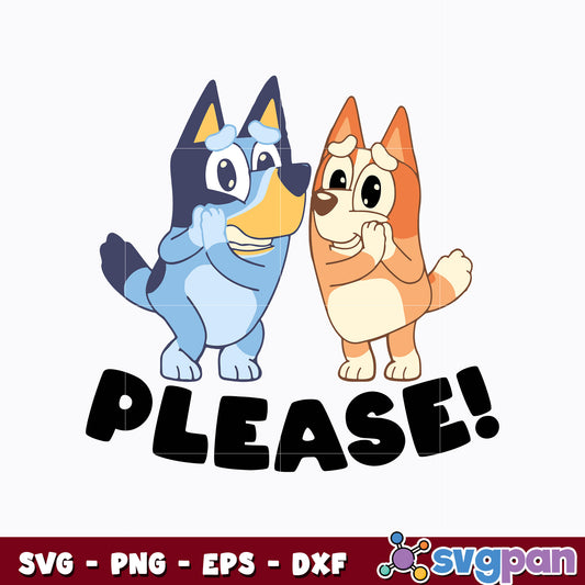 Bluey and Bingo please cartoon svg 