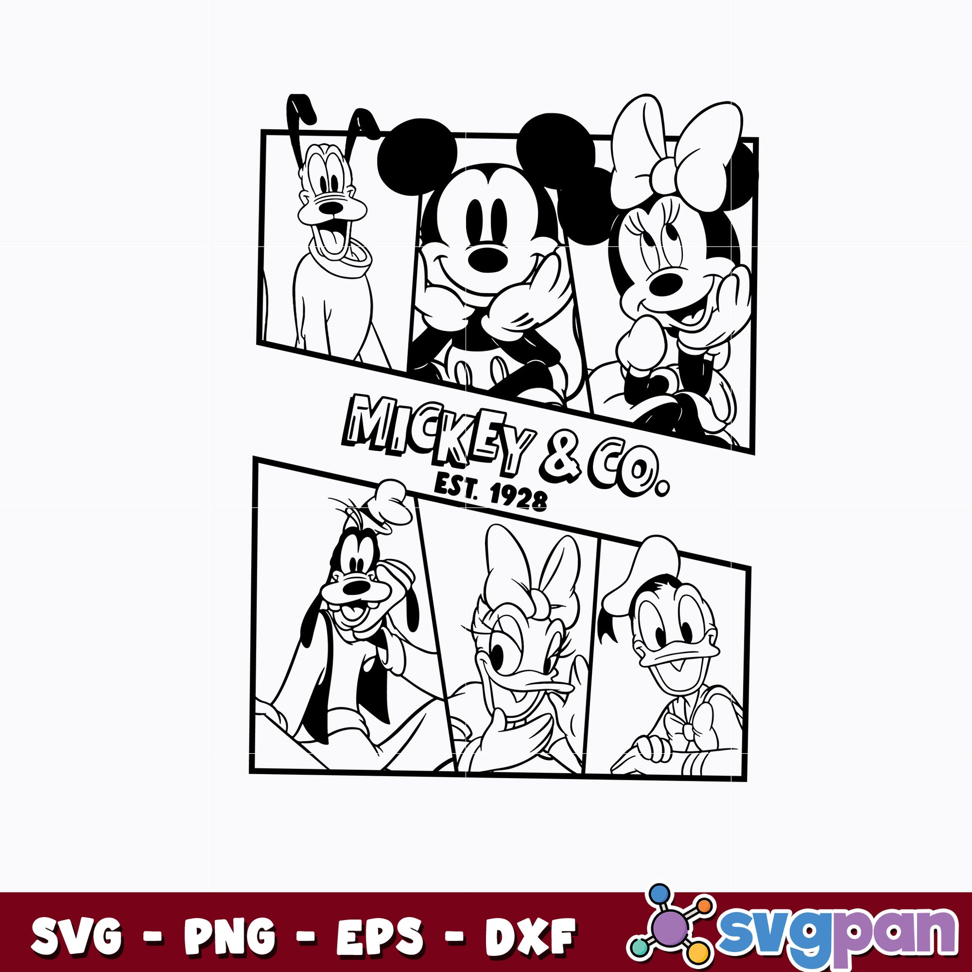 Mickey friends co est 1928 svg