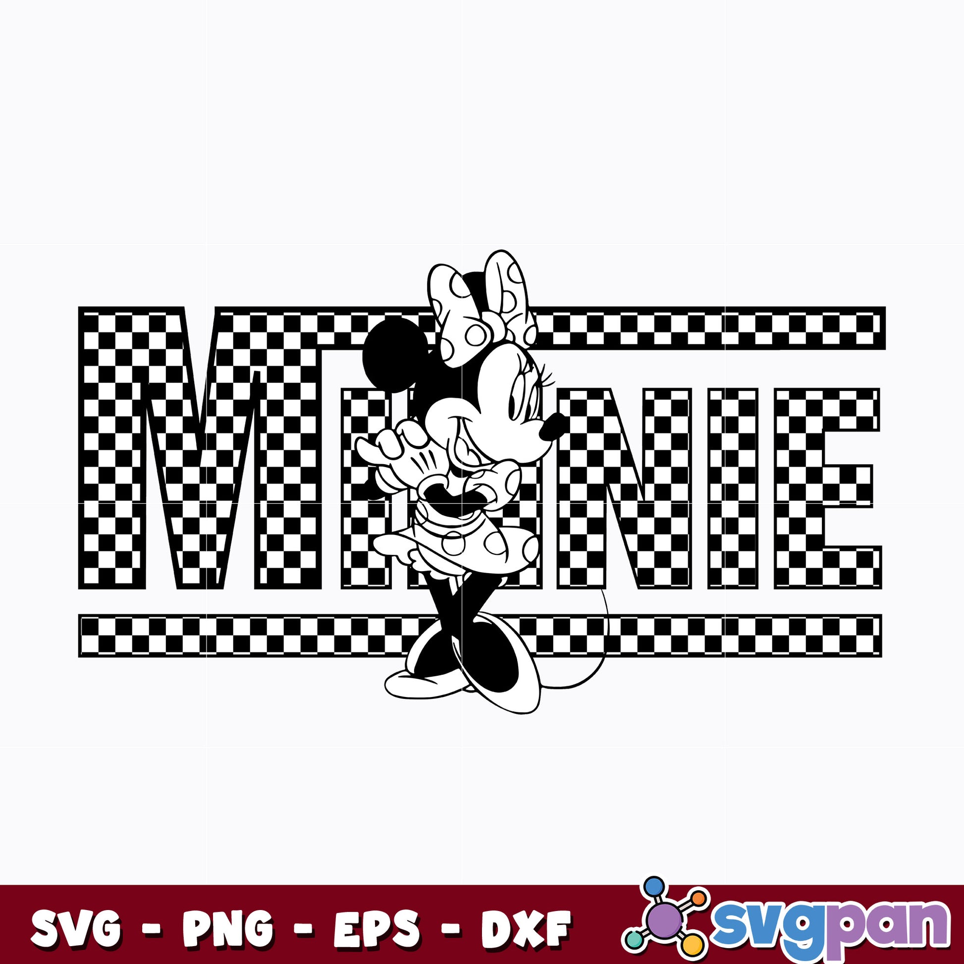 Minnie mouse black white svg