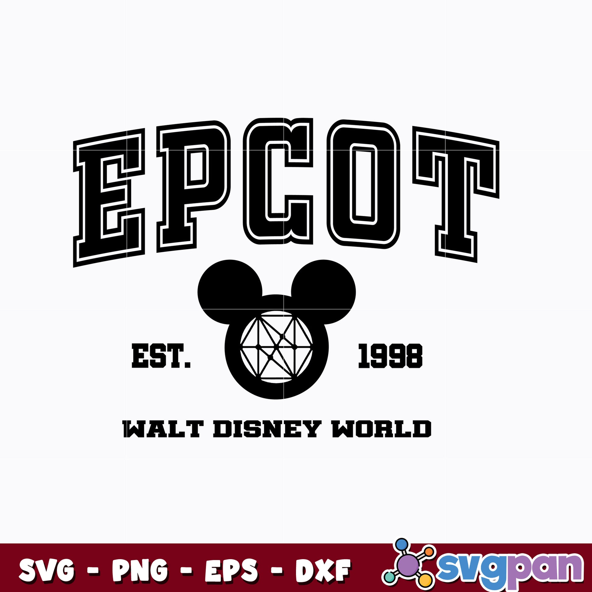 Mickey epcot est 1998 wald diney world svg