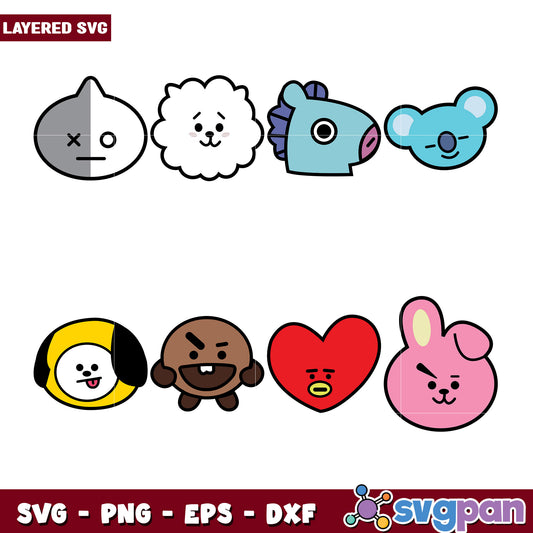 BT21 SVG Bundle Layered Cute Characters