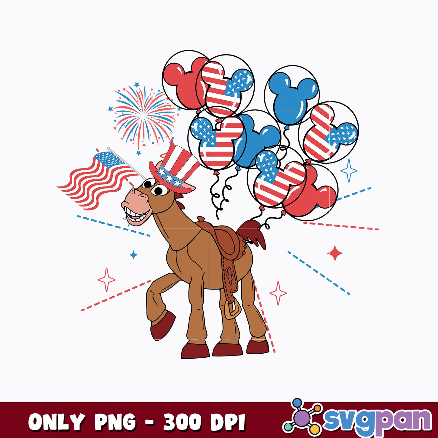 Happy 4th of July png, Cowboy Horse png