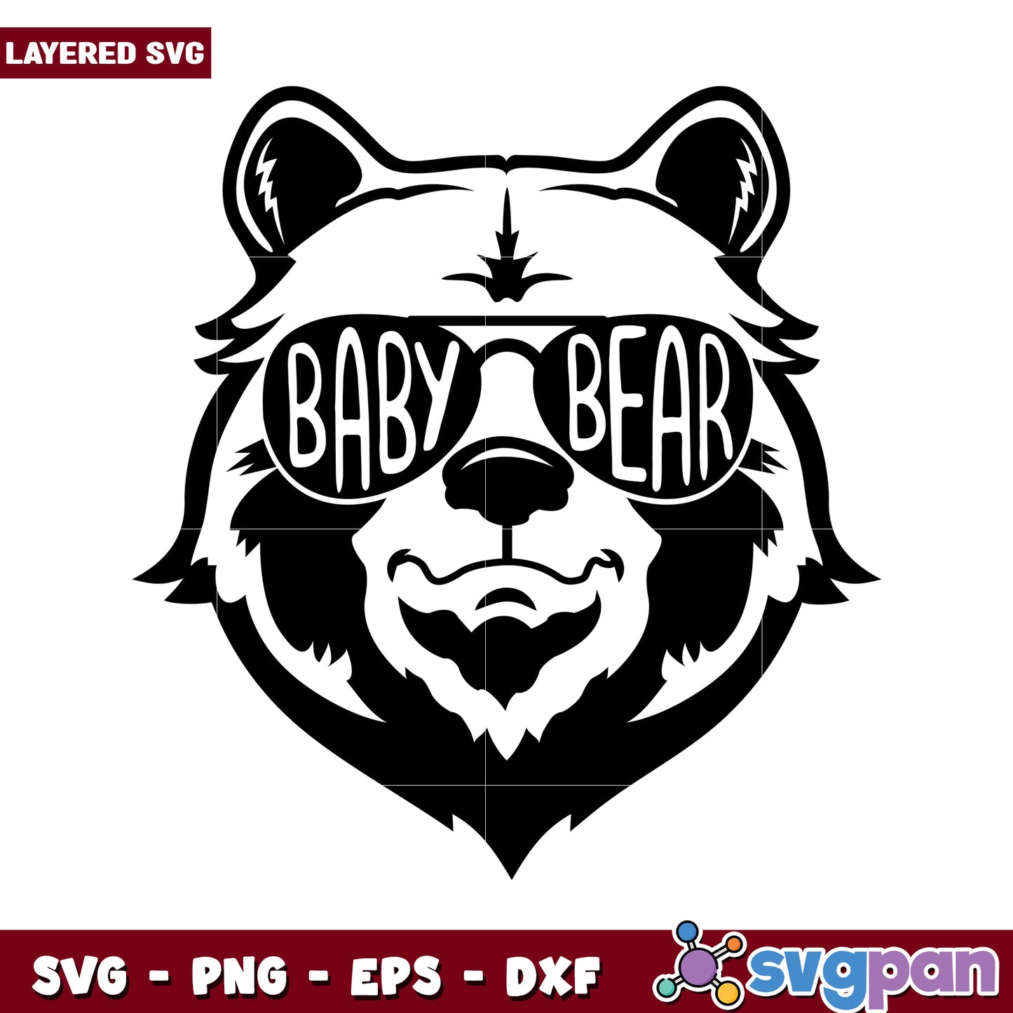 Baby Bear SVG Design for Crafting Projects, High-Quality Layered Art