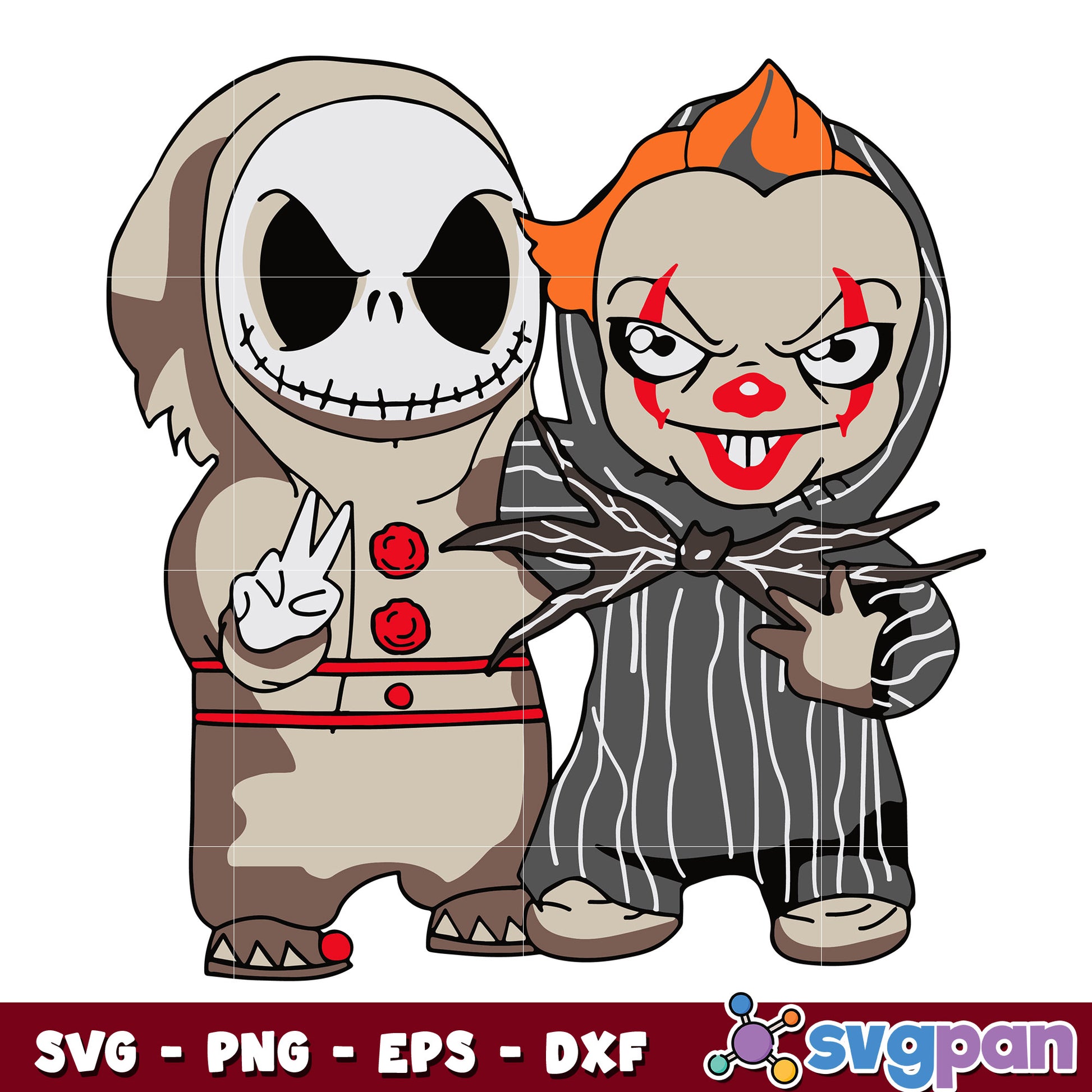 Baby Jack Skellington and Pennywise Halloween svg