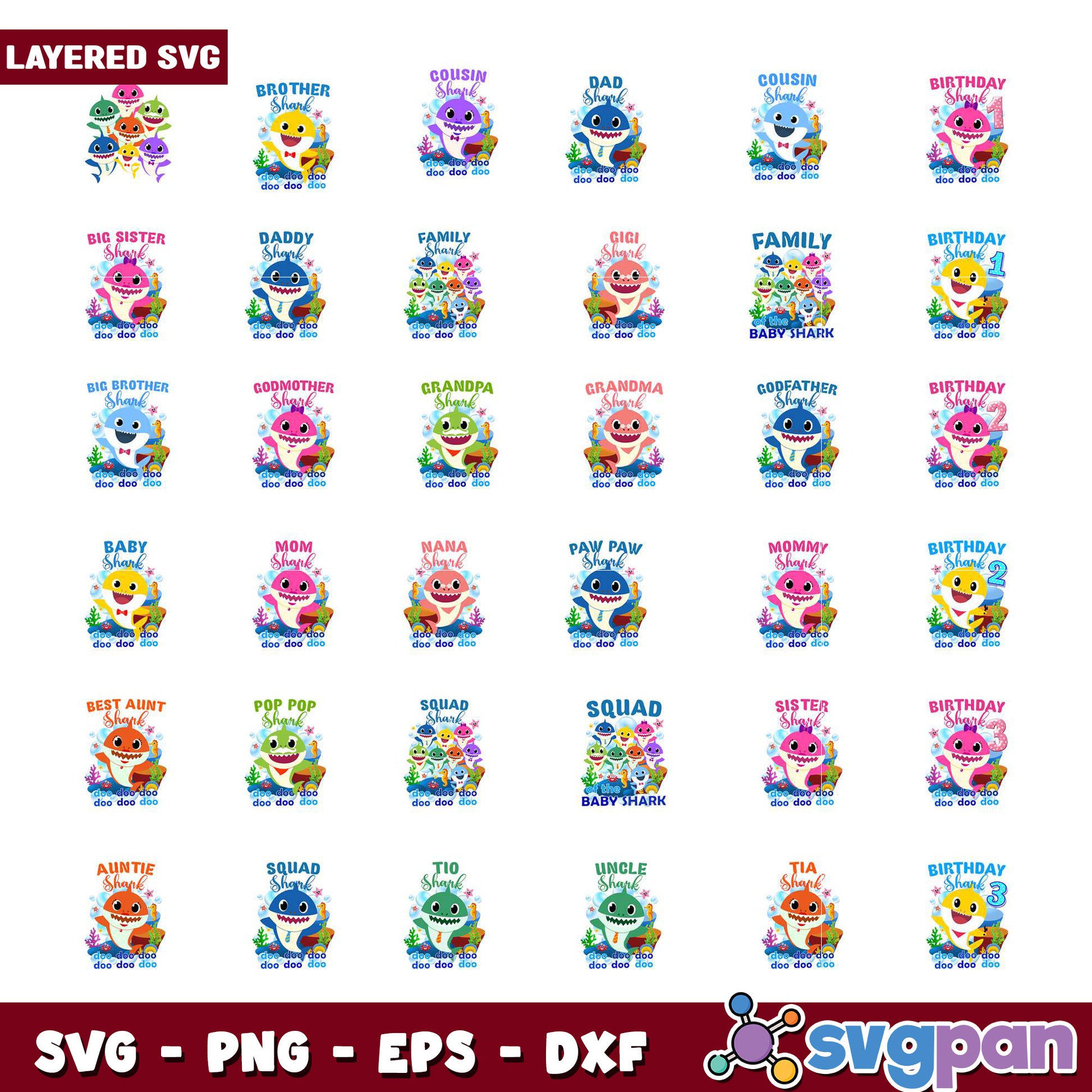 Baby Shark Family SVG Bundle