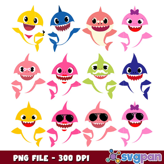 Baby Shark PNG Bundle - 12 Cute Designs