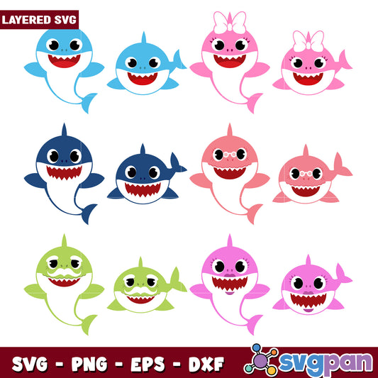 Baby Shark SVG Bundle Layered Cut Files