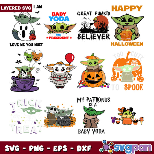 Baby Yoda Halloween SVG Bundle