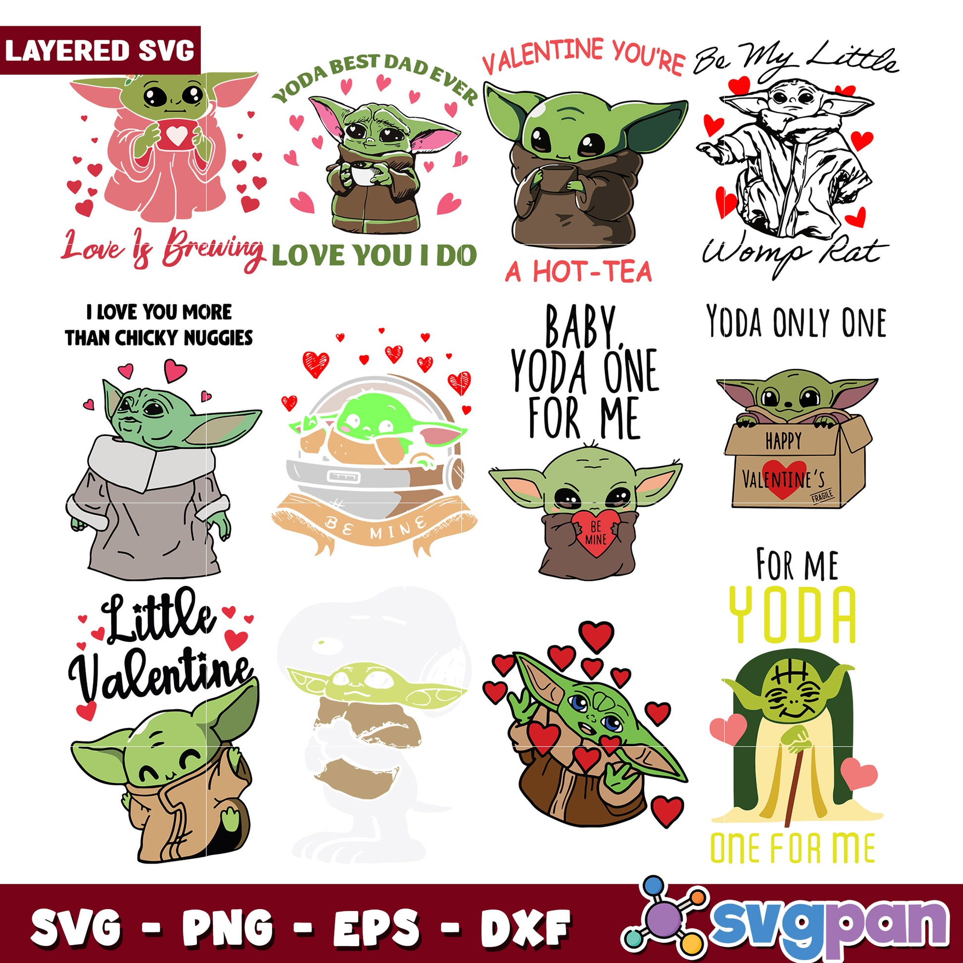 Baby Yoda Valentine SVG Bundle
