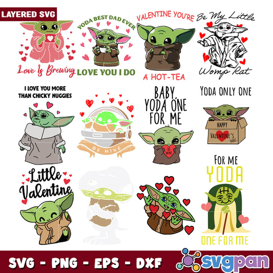 Baby Yoda Valentine SVG Bundle