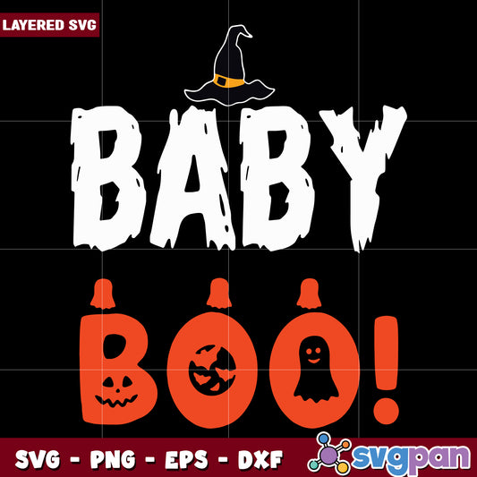 Baby boo halloween svg, cute ghost baby design svg, spooky little one svg