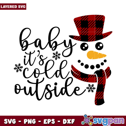Baby it’s cold outside snowman design for winter crafts, perfect for festive decor and DIY projects