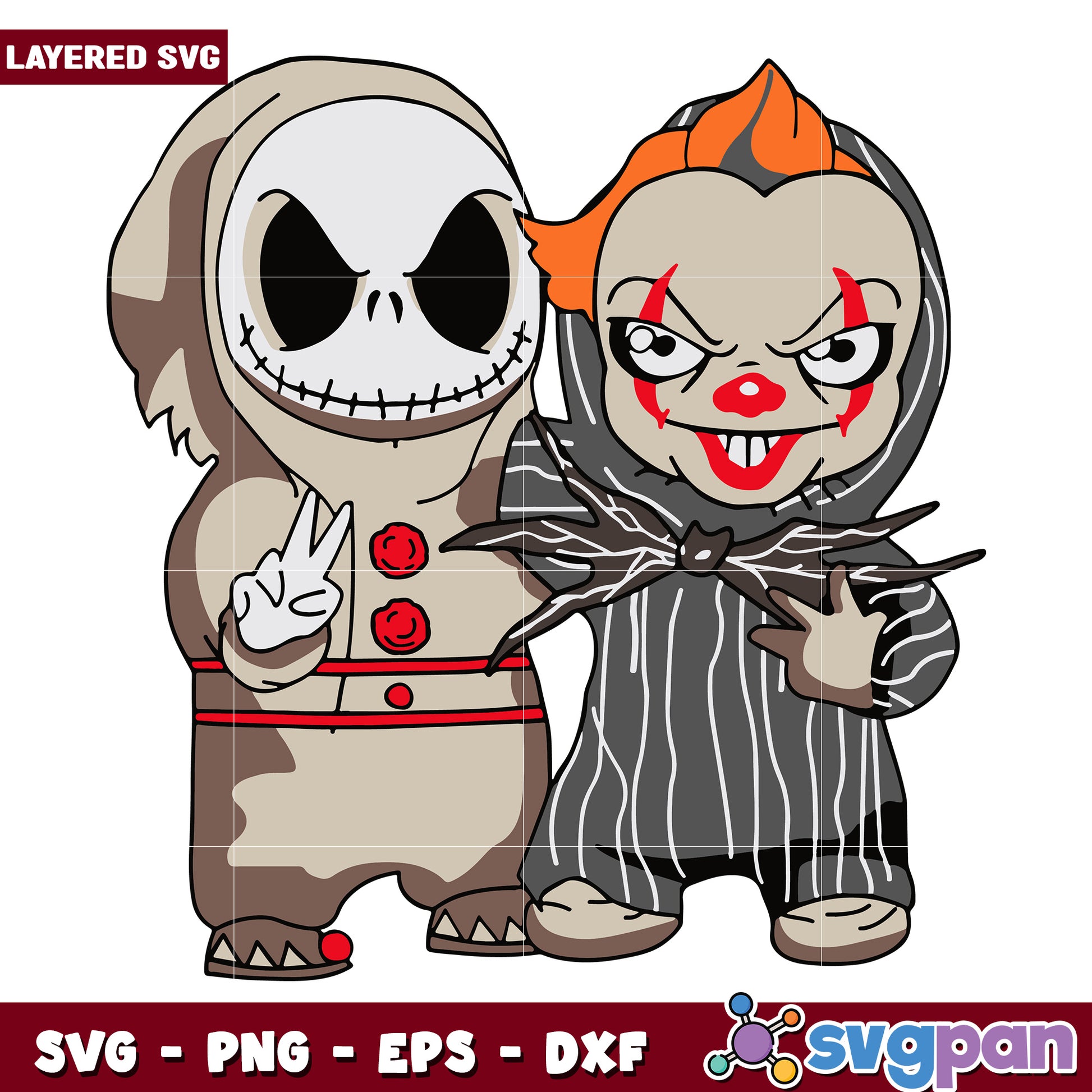Baby jack skellington and pennywise svg, halloween toys svg, halloween autumn svg