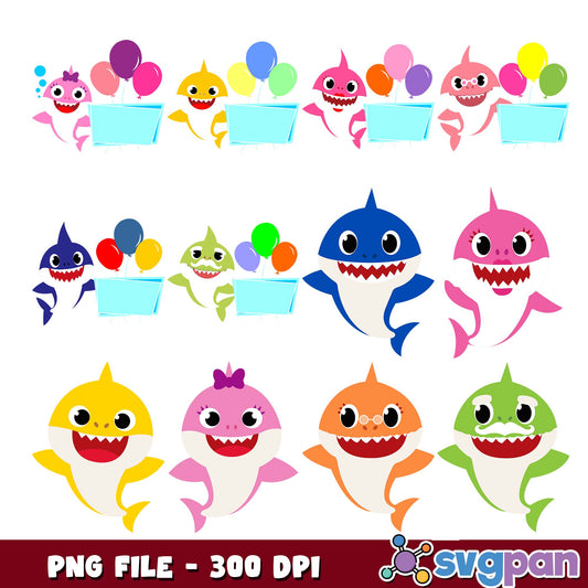 Baby shark balloon png bundle