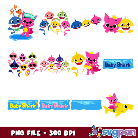 Baby shark logo png bundle