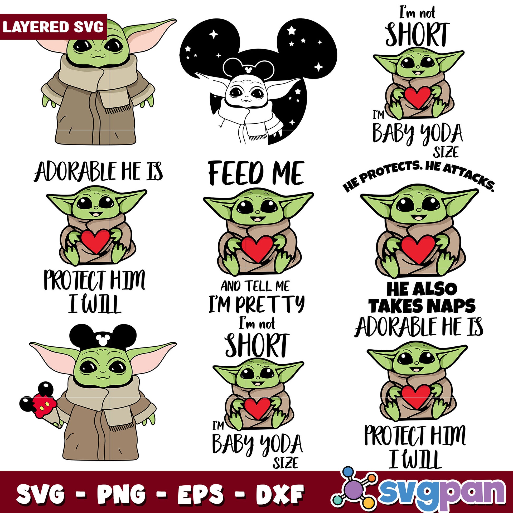 Baby yoda joke svg bundle