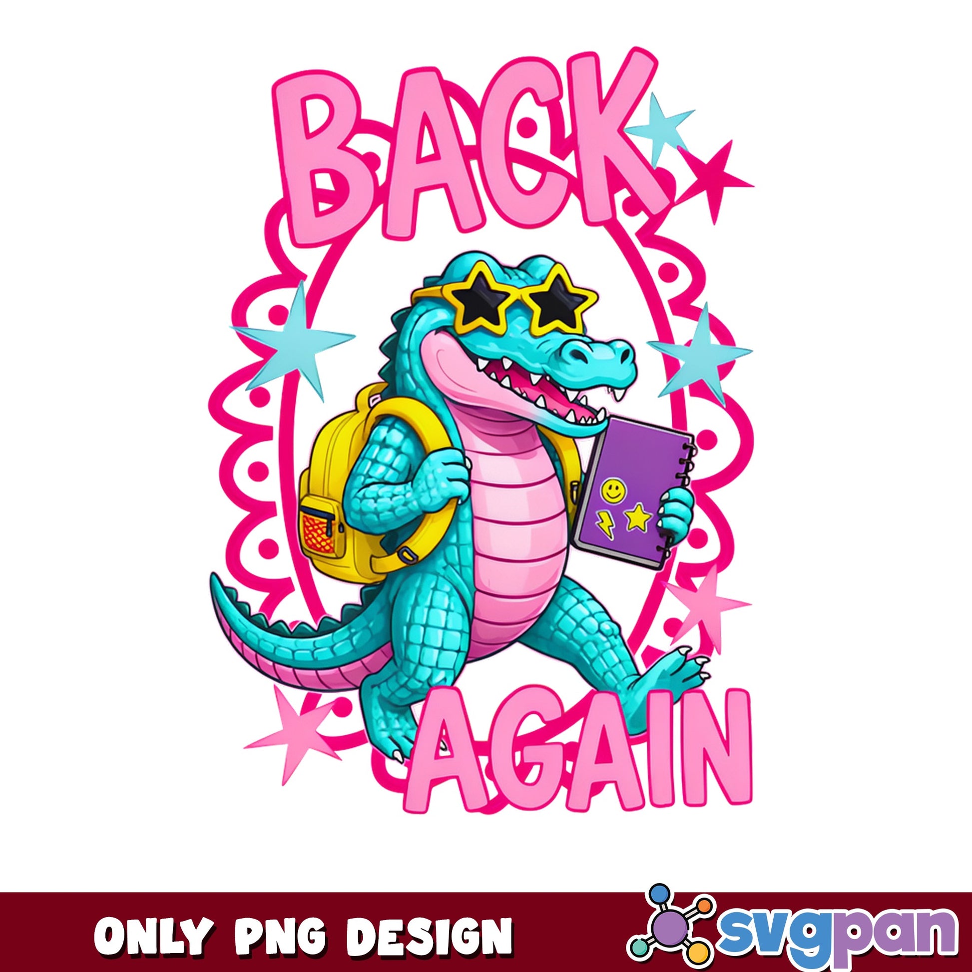 Back To School Alligator PNG, Funny Crocodile PNG, School PNG