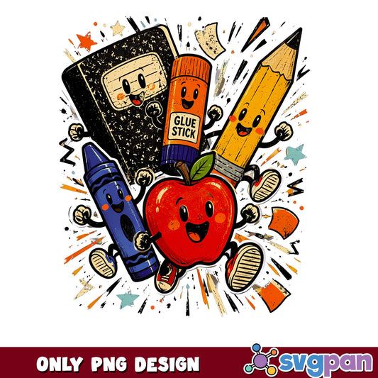 Back To School Characters PNG, Cute School Supplies PNG, Teacher PNG