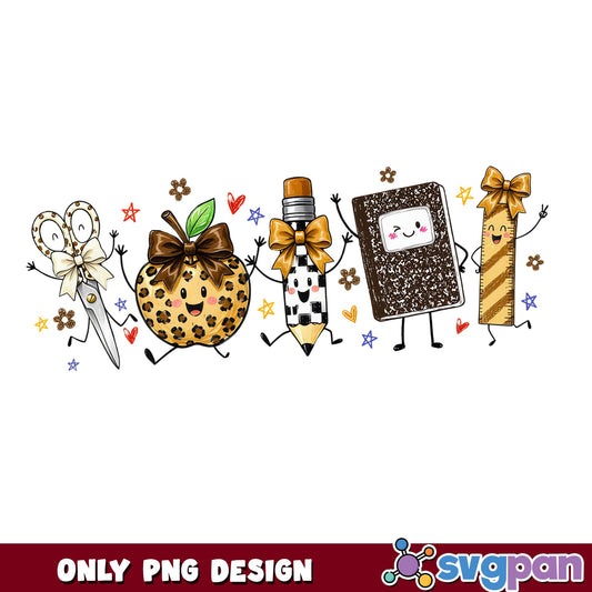 Back To School Cute School Supplies Leopard PNG, Teacher PNG, School PNG