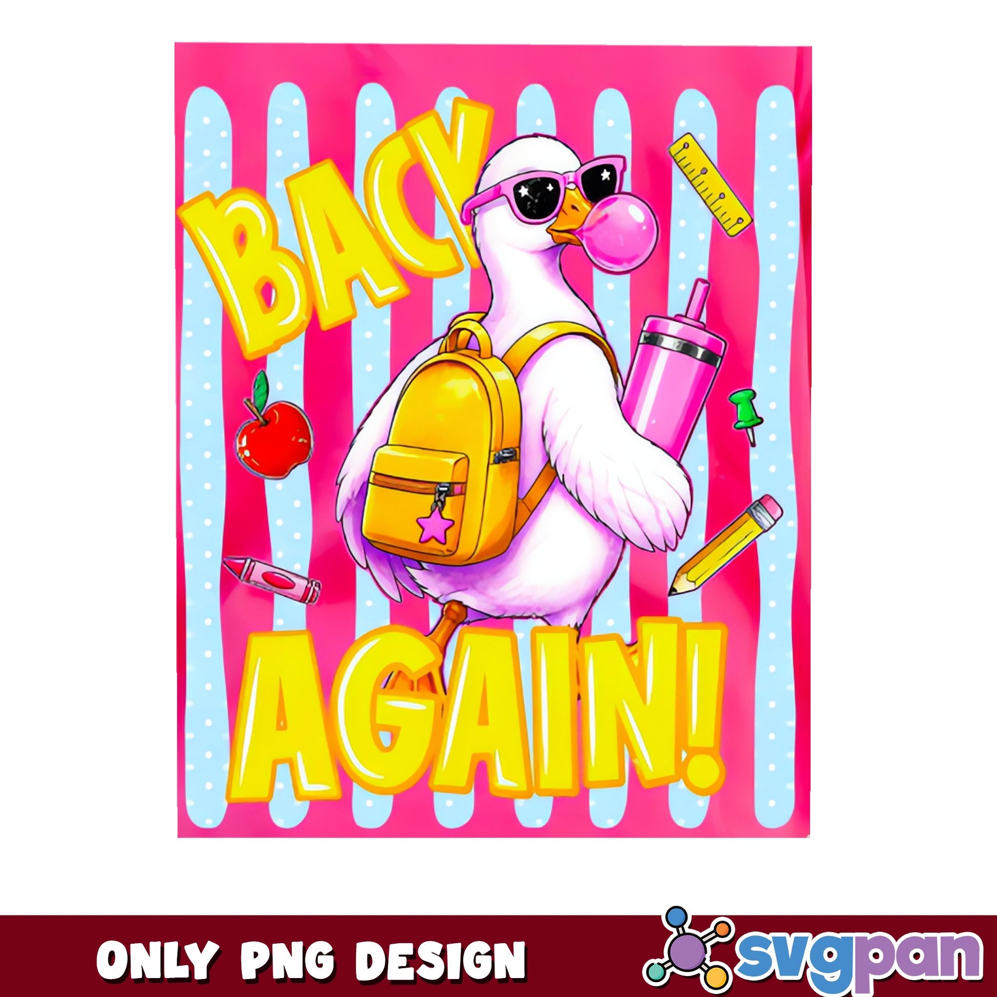 Back To School Duck PNG, Funny Duck Back Again PNG, Teacher PNG