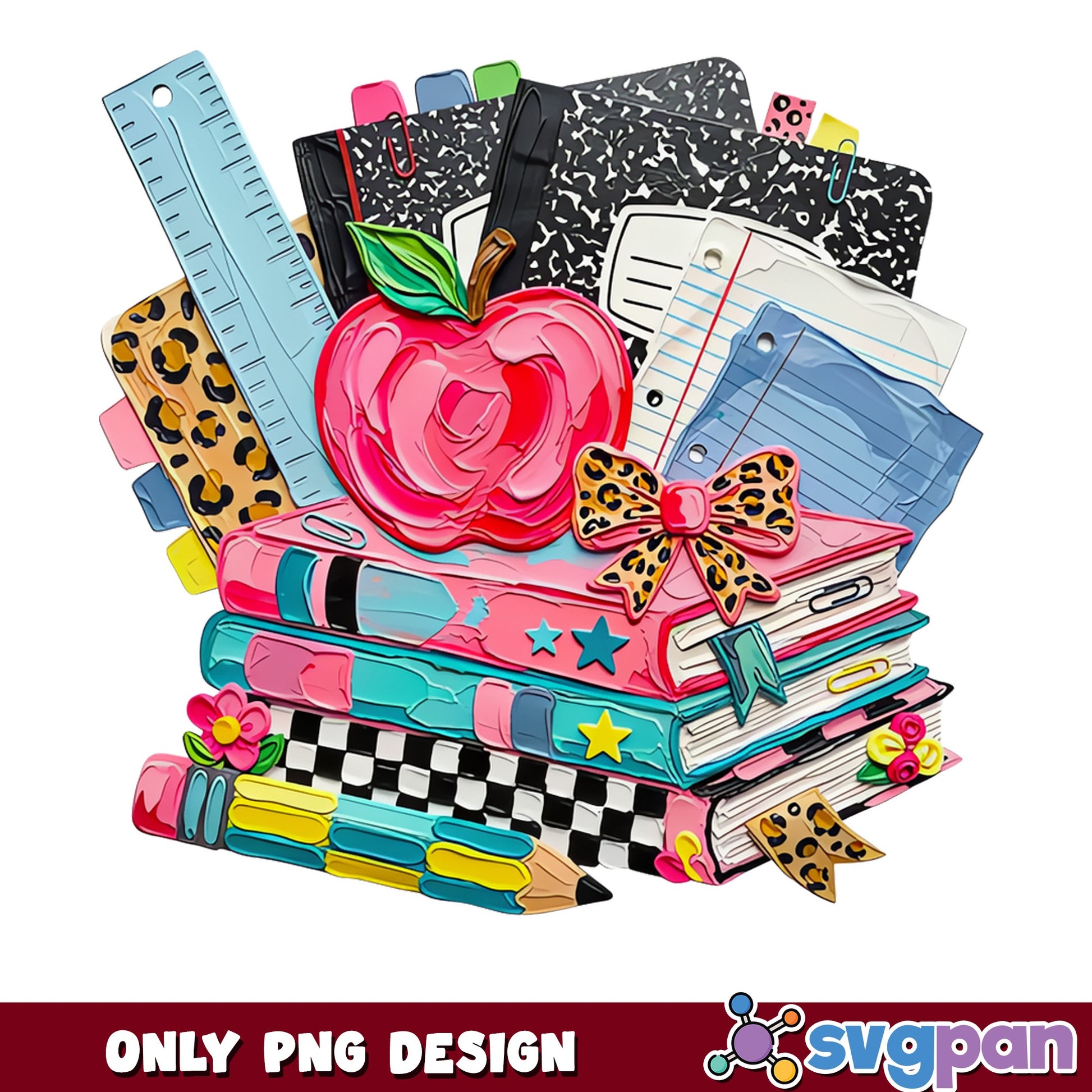 Back To School PNG, Teacher Apple Books Supplies, School PNG